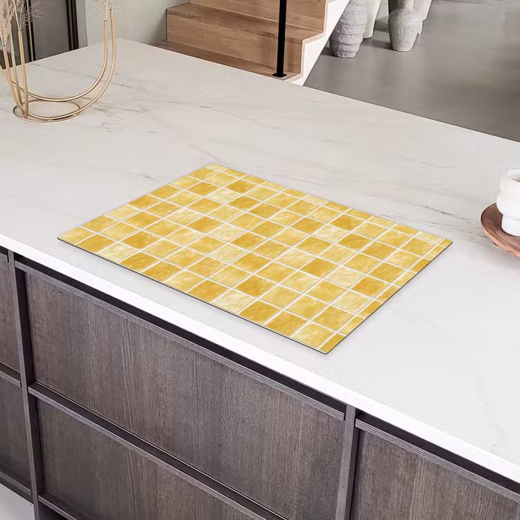 Tegels - Mozaïek - Textuur - Goudgeel Inductie beschermer vinyl 3mm klein 276 -sfeer8