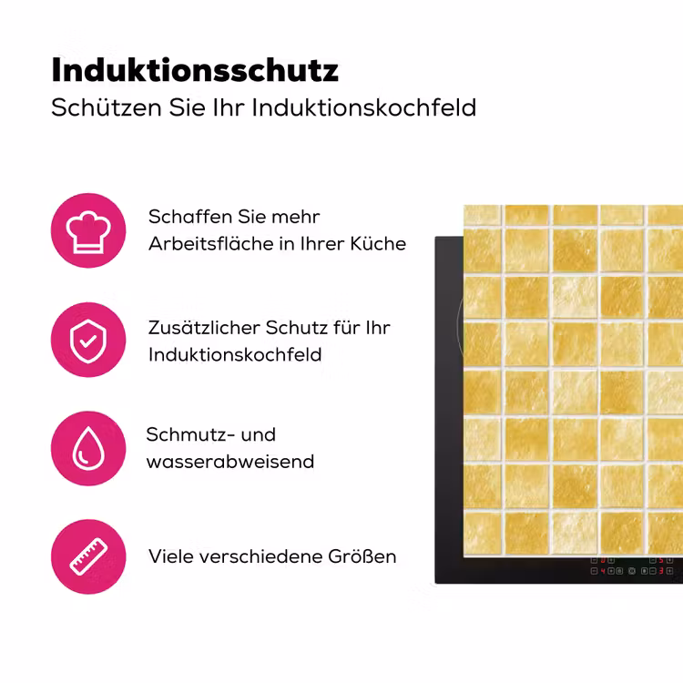 Tegels - Mozaïek - Textuur - Goudgeel Inductie beschermer vinyl 3mm klein 276 -zzzzzzz-lf-ups