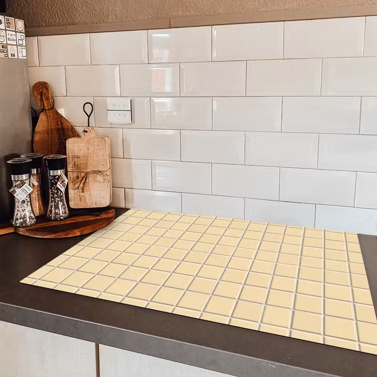 Tegels - Patroon - Crème Inductie beschermer vinyl 3mm klein 276 -sfeer3