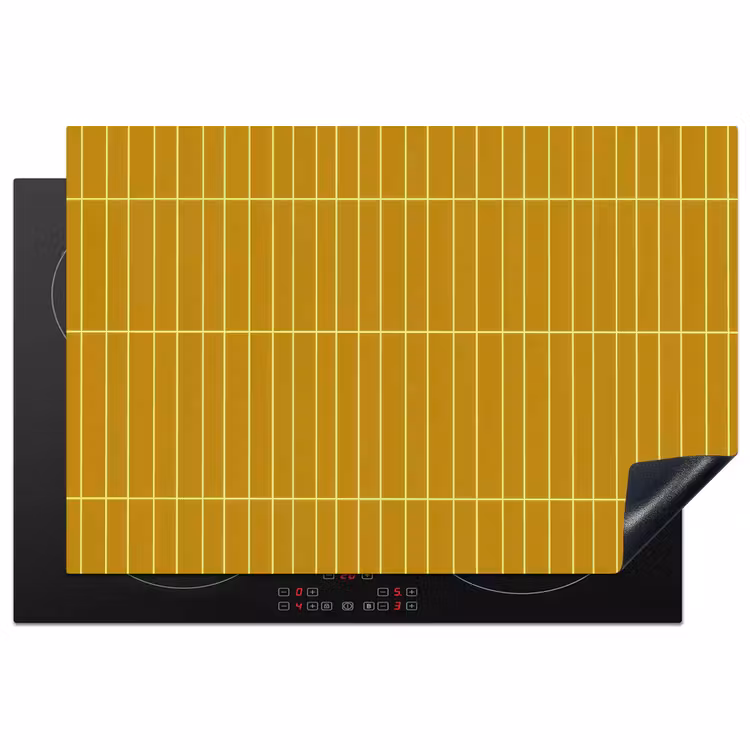 Tegels - Verticaal - Mosterdgeel Inductie beschermer vinyl 3mm klein 276 -3d