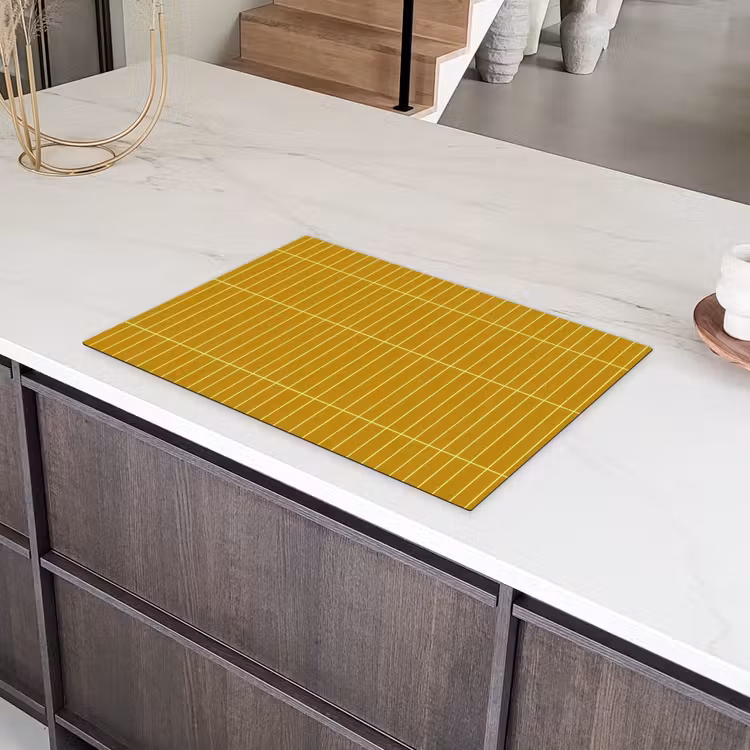 Tegels - Verticaal - Mosterdgeel Inductie beschermer vinyl 3mm klein 276 -sfeer8