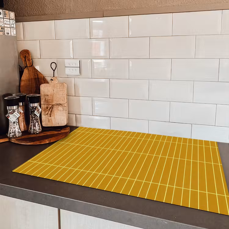 Tegels - Verticaal - Mosterdgeel Inductie beschermer vinyl 3mm klein 276 -sfeer3