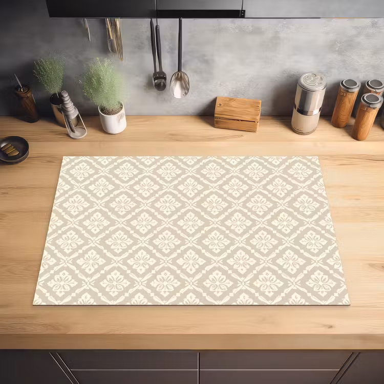 Floraal - Ornament - Beige Inductie beschermer vinyl 3mm klein 276 -sfeer5