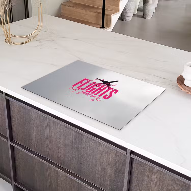 Catch flights not feelings - Vliegtuig - Roze Inductie beschermer vinyl 3mm klein -sfeer8