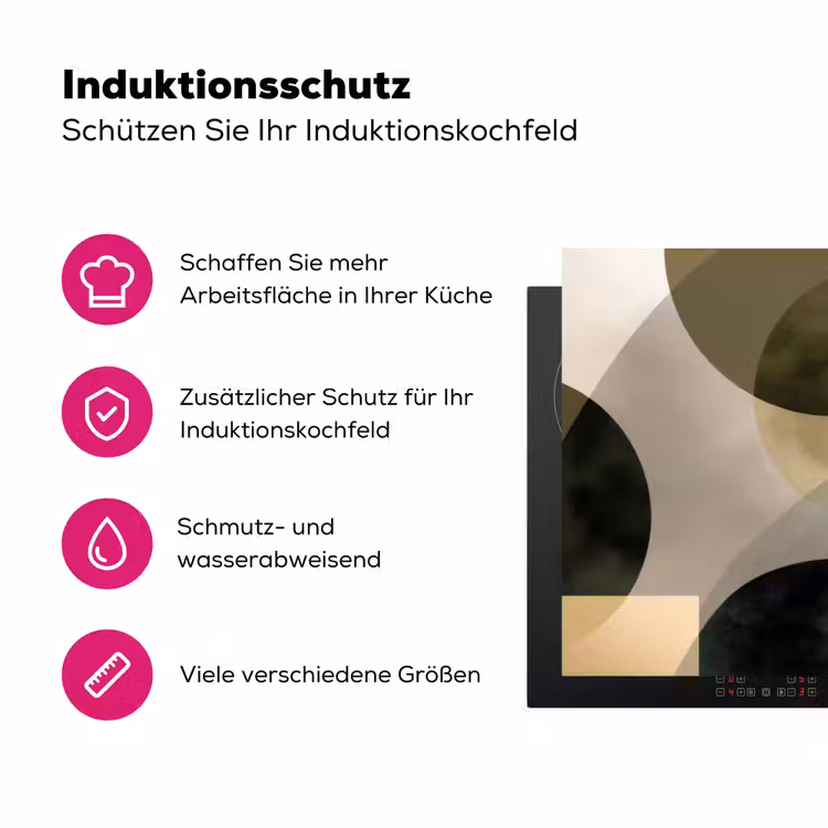 Vlakken - Abstract - Beige - Cirkels Inductie beschermer vinyl 3mm klein -zzzzzzz-lf-ups