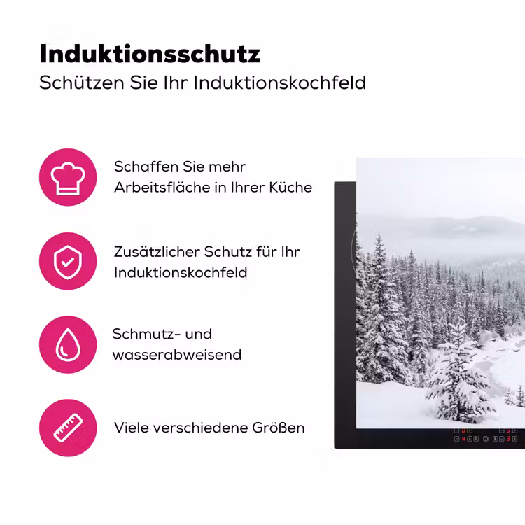 Rivier - Bevroren - Landschap - Winter Inductie beschermer vinyl 3mm klein -zzzzzzz-lf-ups
