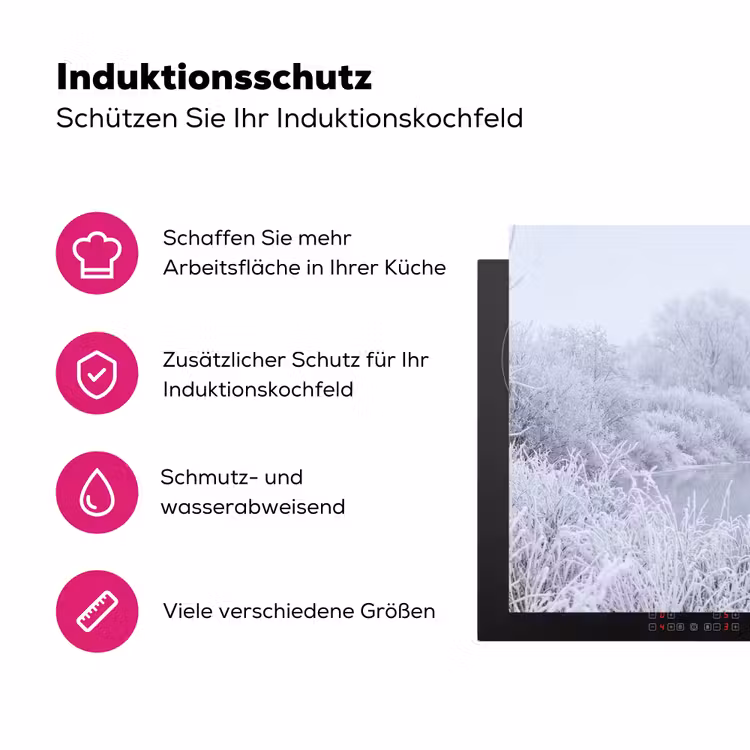 Rivier - Sneeuw - Bos - Winter - Schilderachtig Inductie beschermer vinyl 3mm klein -zzzzzzz-lf-ups