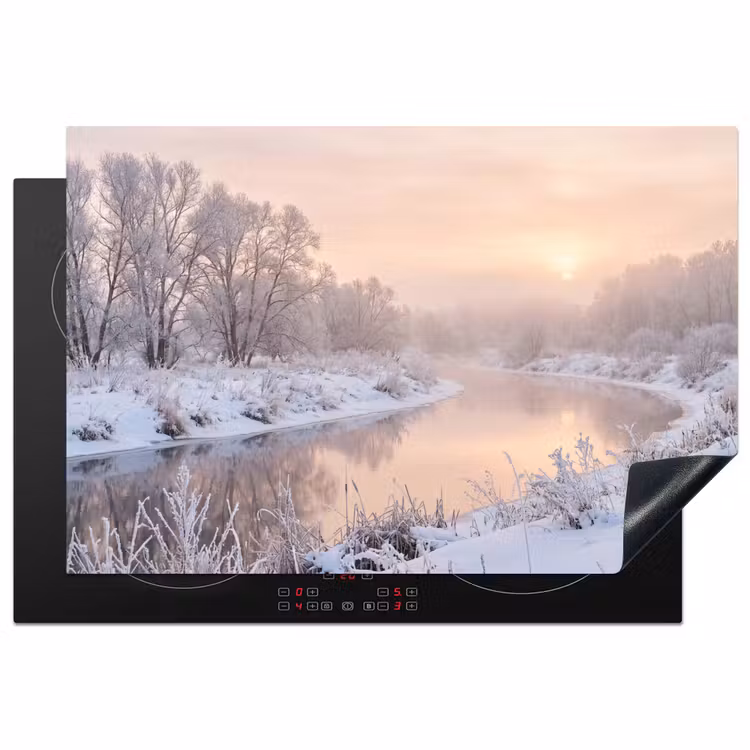 Rivier - Winter - Landschap - Sneeuw - Zonsopgang Inductie beschermer vinyl 3mm klein -3d