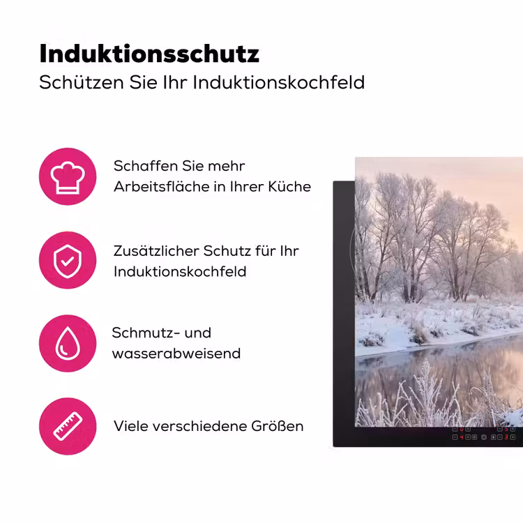 Rivier - Winter - Landschap - Sneeuw - Zonsopgang Inductie beschermer vinyl 3mm klein -zzzzzzz-lf-ups