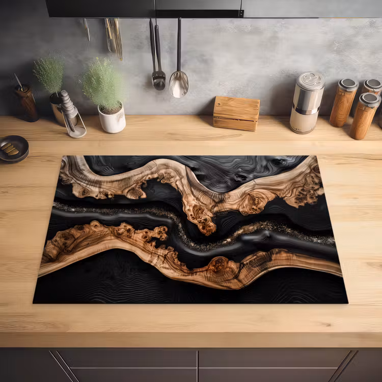 Rivieren van Hout en Hars Inductie beschermer vinyl 3mm klein -sfeer5