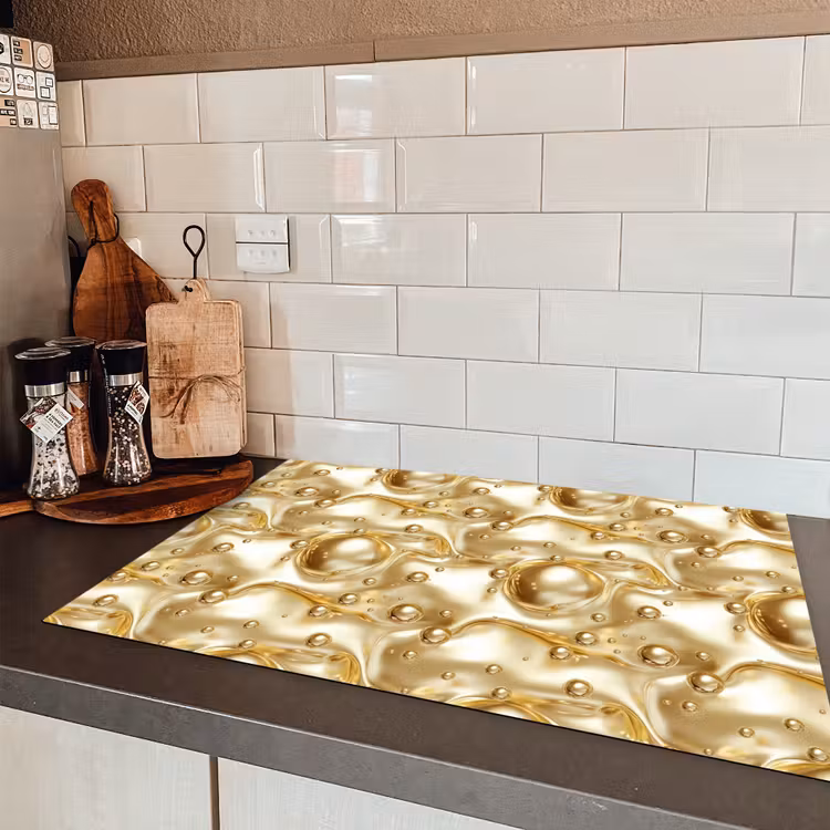 Vloeibaar - Druppels - Goud Inductie beschermer vinyl 3mm klein 276 -sfeer3