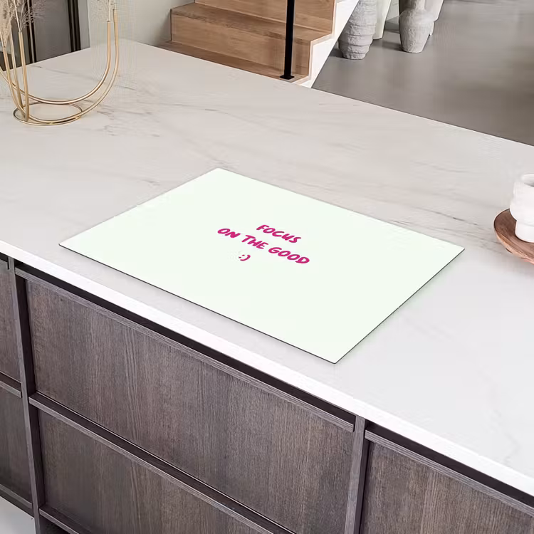 Focus - Beige - Roze - Smiley Inductie beschermer vinyl 3mm klein -sfeer8