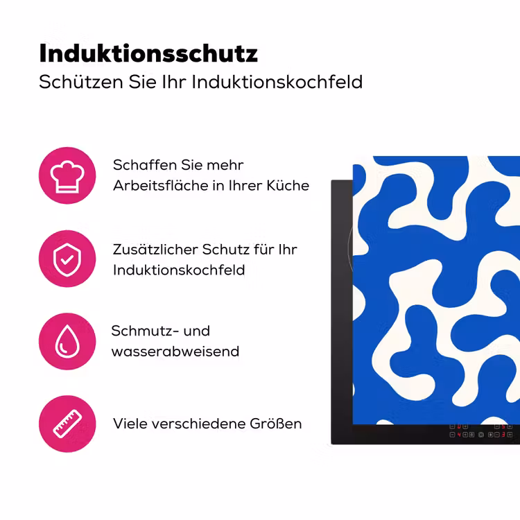 Vormen - Abstract - Blauw - Golven Inductie beschermer vinyl 3mm klein -zzzzzzz-lf-ups