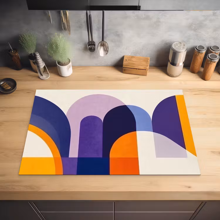 Vormen - Abstract - Grafisch - Oranje Inductie beschermer vinyl 3mm klein -sfeer5