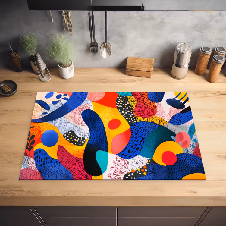 Vormen - Abstract - Stippels - Blauw Inductie beschermer vinyl 3mm klein -sfeer5