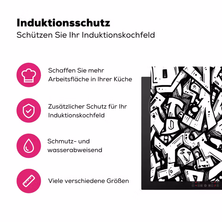 Vormen - Letters - Graffiti - Zwart Inductie beschermer vinyl 3mm klein -zzzzzzz-lf-ups