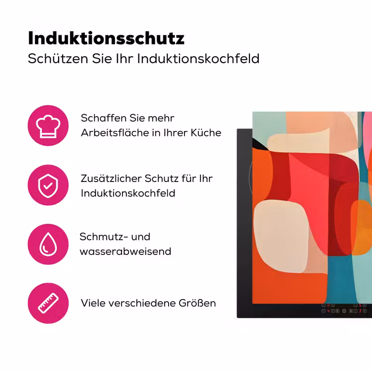 Vormen - Kleurrijk - Abstract - Vlakken Inductie beschermer vinyl 3mm klein -zzzzzzz-lf-ups