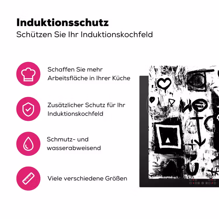 Vormen - Gezocht - Zwart - Abstract Inductie beschermer vinyl 3mm klein -zzzzzzz-lf-ups