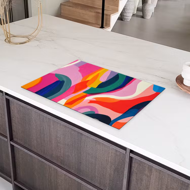 Vormen - Golvend - Abstract - Felroze Inductie beschermer vinyl 3mm klein -sfeer8