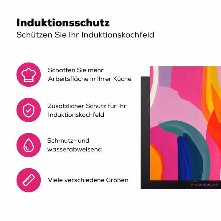 Vormen - Golvend - Abstract - Felroze Inductie beschermer vinyl 3mm klein -zzzzzzz-lf-ups