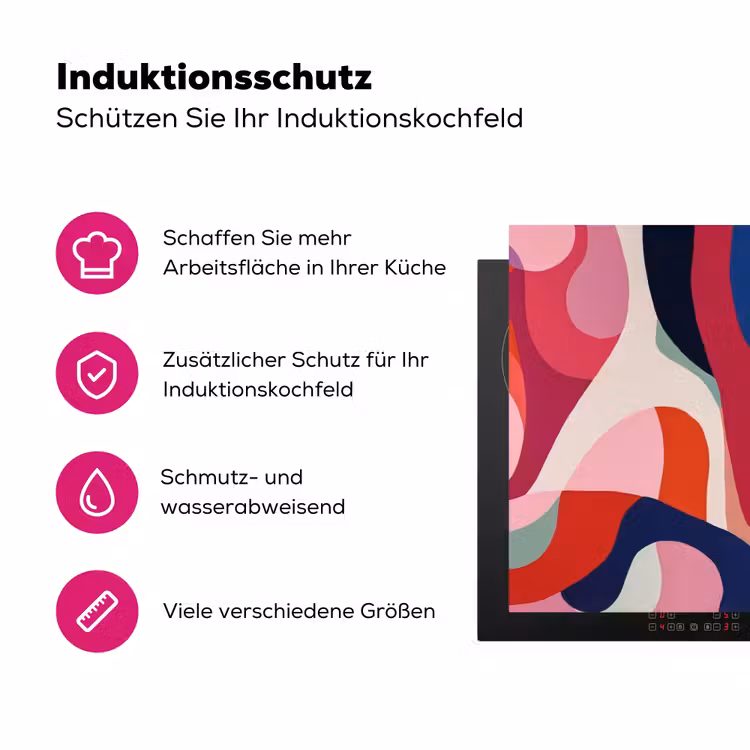 Vormen - Bochten - Kleurrijk - Abstract Inductie beschermer vinyl 3mm klein -zzzzzzz-lf-ups