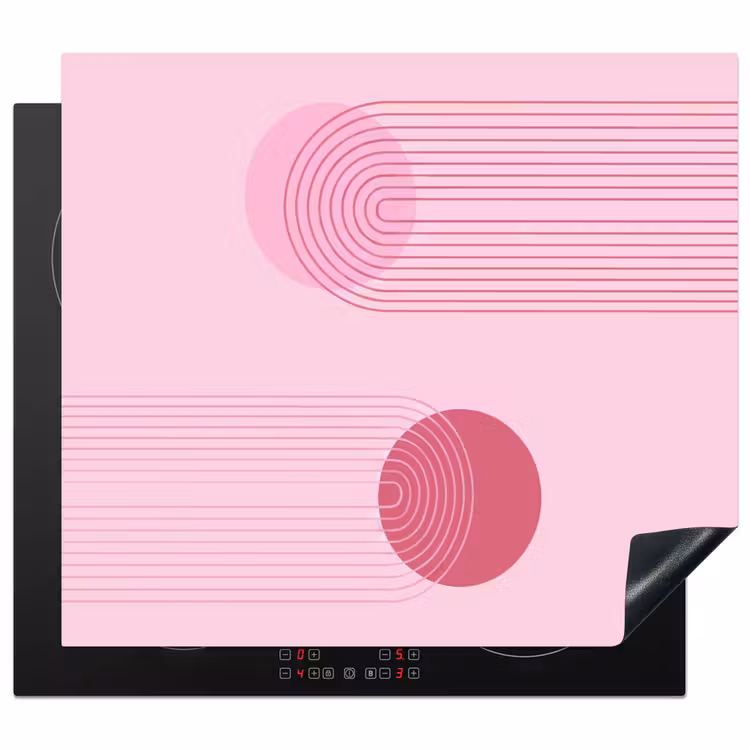 Vormen - Lijnen - Minimalistisch - Roze Inductie beschermer vinyl 3mm middel -3d