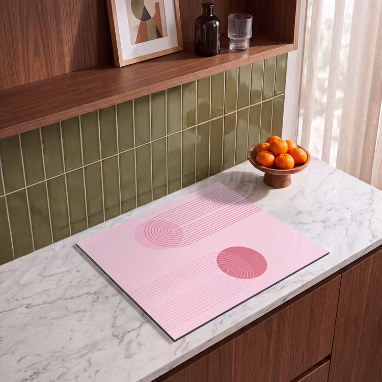 Vormen - Lijnen - Minimalistisch - Roze Inductie beschermer vinyl 3mm middel -sfeer8