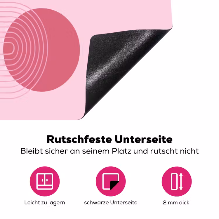 Vormen - Lijnen - Minimalistisch - Roze Inductie beschermer vinyl 3mm middel -zzzzzzz-lf-onderkant