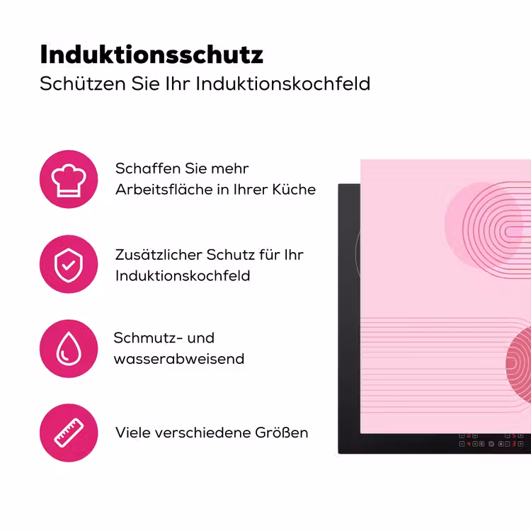 Vormen - Lijnen - Minimalistisch - Roze Inductie beschermer vinyl 3mm middel -zzzzzzz-lf-ups