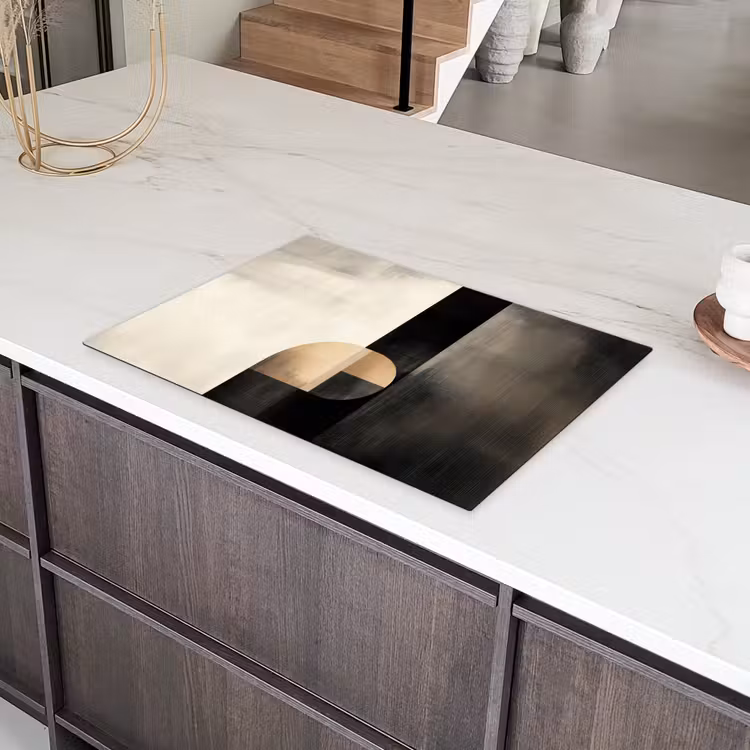 Vormen - Modern - Zwart Inductie beschermer vinyl 3mm klein -sfeer8