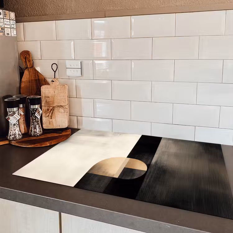 Vormen - Modern - Zwart Inductie beschermer vinyl 3mm klein -sfeer3