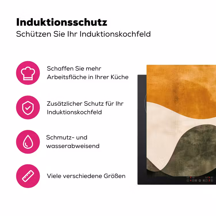 Vormen - Okergeel - Abstract Inductie beschermer vinyl 3mm klein -zzzzzzz-lf-ups