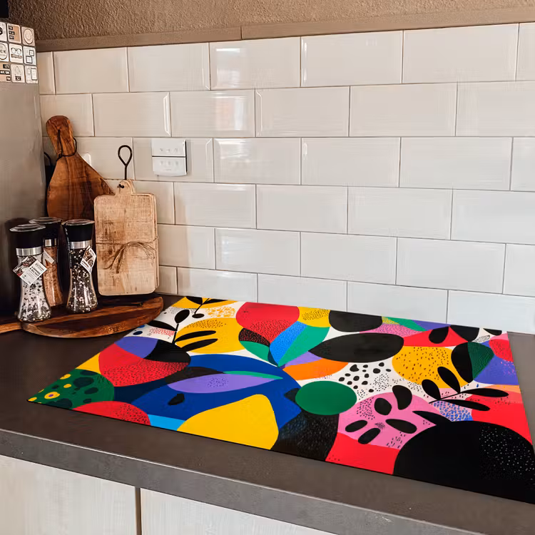 Vormen - Stippen - Kleurrijk Inductie beschermer vinyl 3mm klein -sfeer3