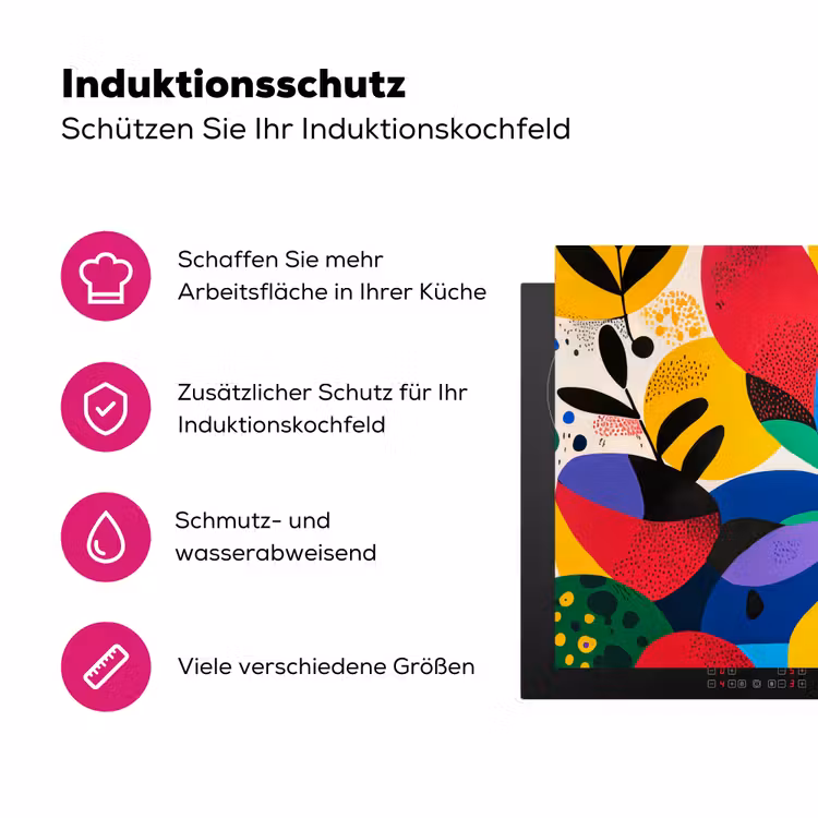 Vormen - Stippen - Kleurrijk Inductie beschermer vinyl 3mm klein -zzzzzzz-lf-ups
