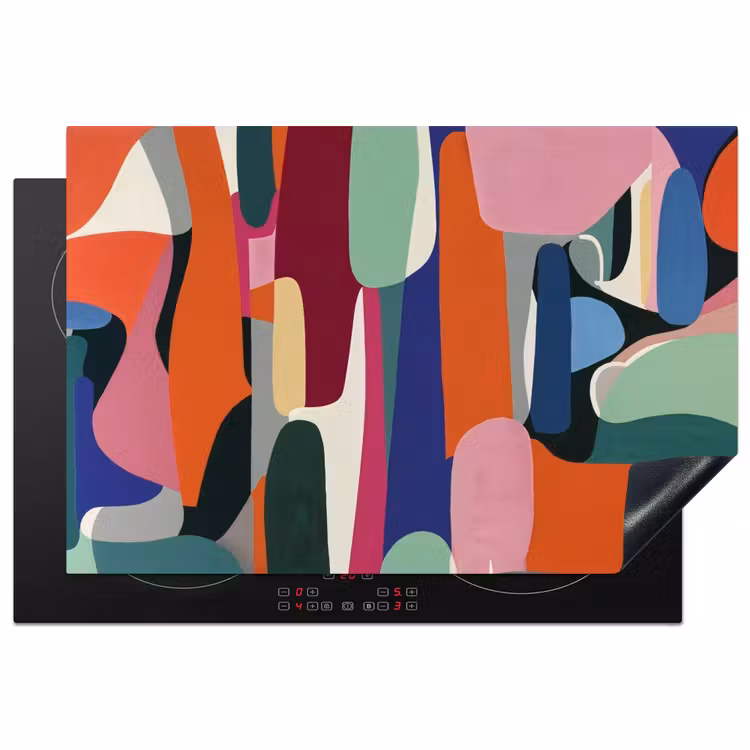 Vormen - Ritmisch - Kleuren - Abstract Inductie beschermer vinyl 3mm klein -3d