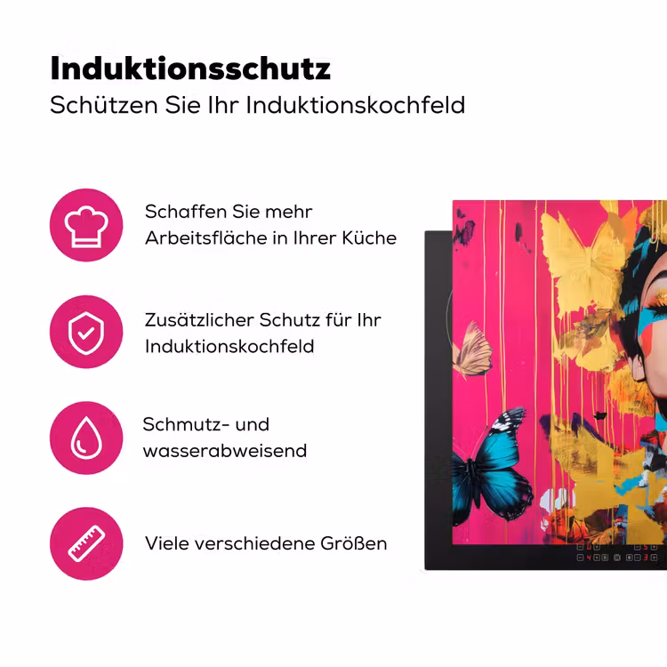 Vrouw - Abstract - Kleurrijk Inductie beschermer vinyl 3mm klein -zzzzzzz-lf-ups
