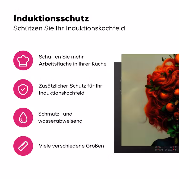 Vrouw - Appels - Rood - Bladeren Inductie beschermer vinyl 3mm klein -zzzzzzz-lf-ups