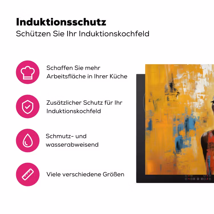 Vrouw - Ogen - Penseelstreken - Geel Inductie beschermer vinyl 3mm klein -zzzzzzz-lf-ups