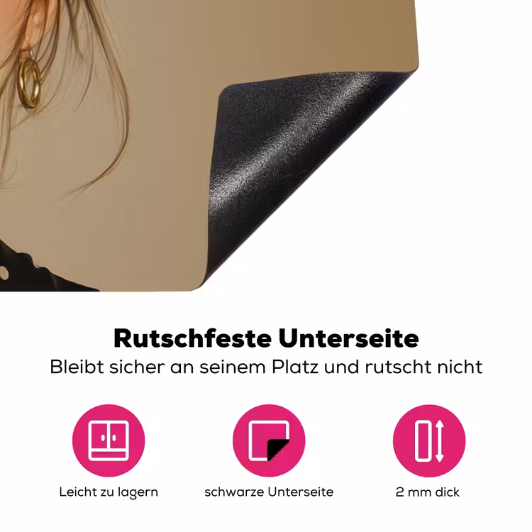 Vrouw - Beige - Bloem - Modern - Portret Inductie beschermer vinyl 3mm klein -zzzzzzz-lf-onderkant