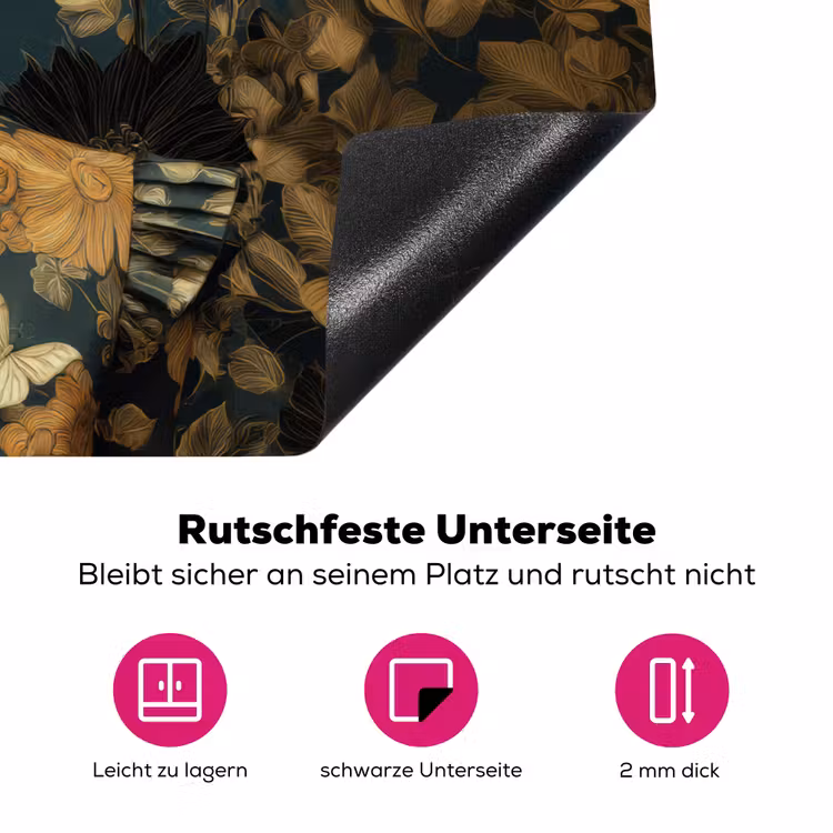 Vrouw - Bladeren - Goud - Vlinders Inductie beschermer vinyl 3mm klein -zzzzzzz-lf-onderkant