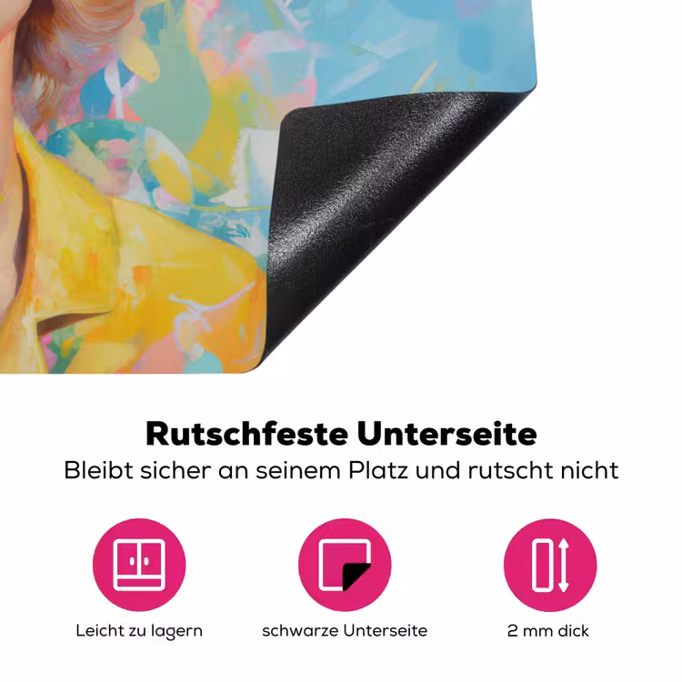 Vrouw - Blond - Roze kauwgom - Kleurrijk - Pastel Inductie beschermer vinyl 3mm klein -zzzzzzz-lf-onderkant