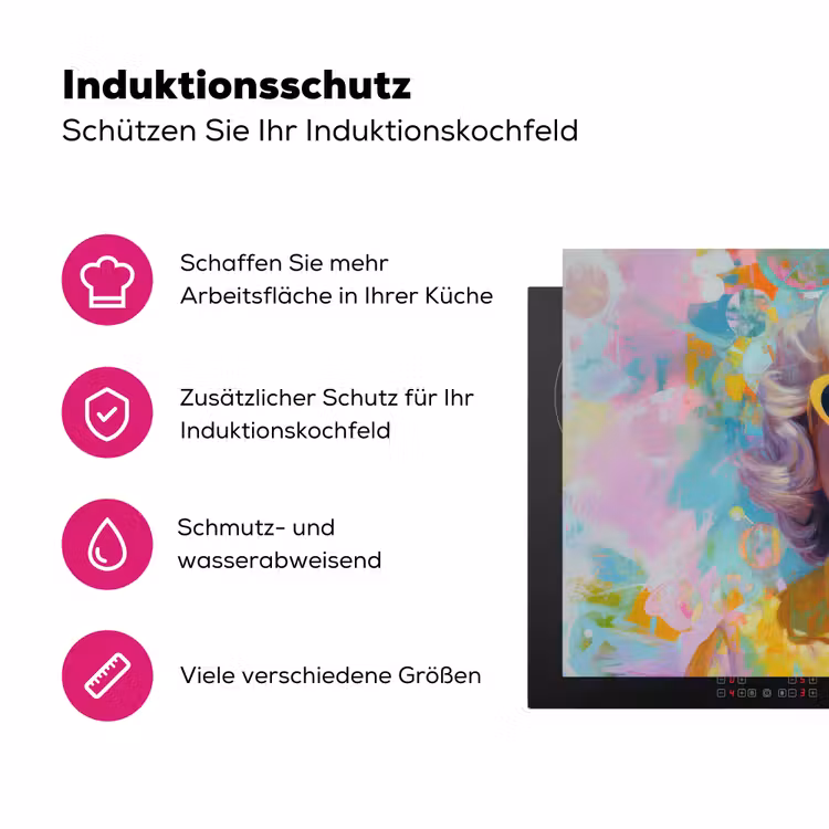 Vrouw - Blond - Roze kauwgom - Kleurrijk - Pastel Inductie beschermer vinyl 3mm klein -zzzzzzz-lf-ups