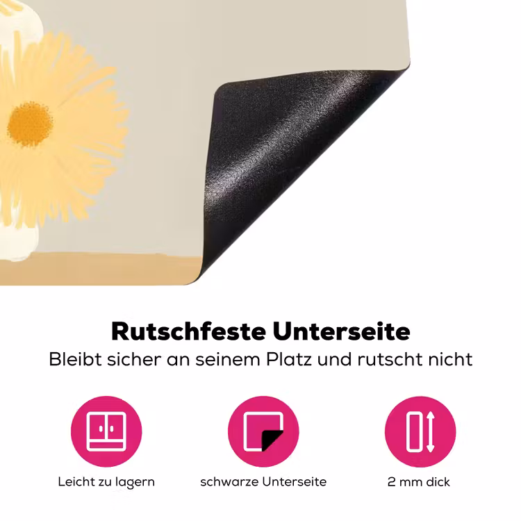 Vrouw - Bloem - Geel - Minimalistisch Inductie beschermer vinyl 3mm klein -zzzzzzz-lf-onderkant