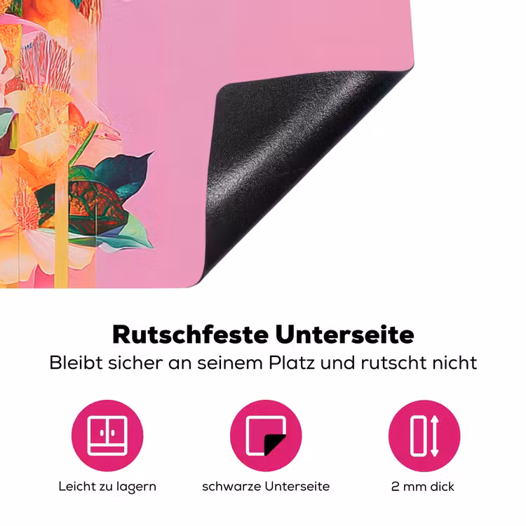 Vrouw - Bloemen - Paars - Abstract Inductie beschermer vinyl 3mm klein -zzzzzzz-lf-onderkant