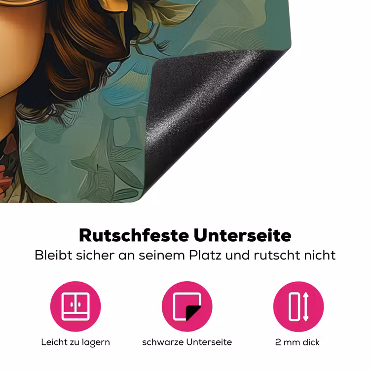 Vrouw - Bloemen - Vlinders - Natuur - Vintage Inductie beschermer vinyl 3mm klein -zzzzzzz-lf-onderkant