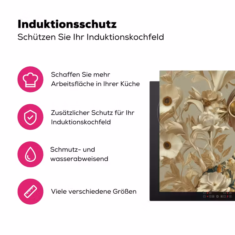 Vrouw - Bloemen - Zonnebril - Wit Inductie beschermer vinyl 3mm klein -zzzzzzz-lf-ups