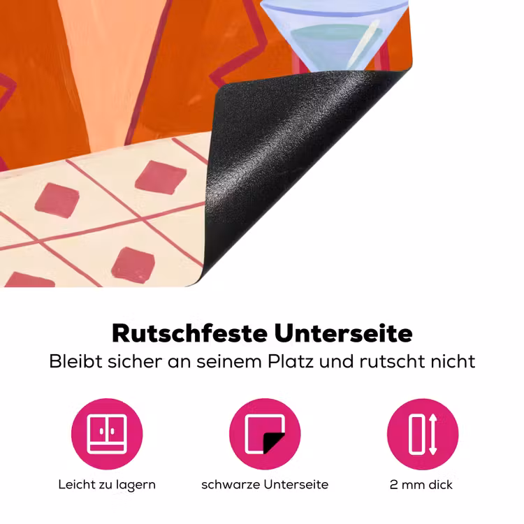 Vrouw - Bril - Cocktail - Illustratie - Modern Inductie beschermer vinyl 3mm middel -zzzzzzz-lf-onderkant