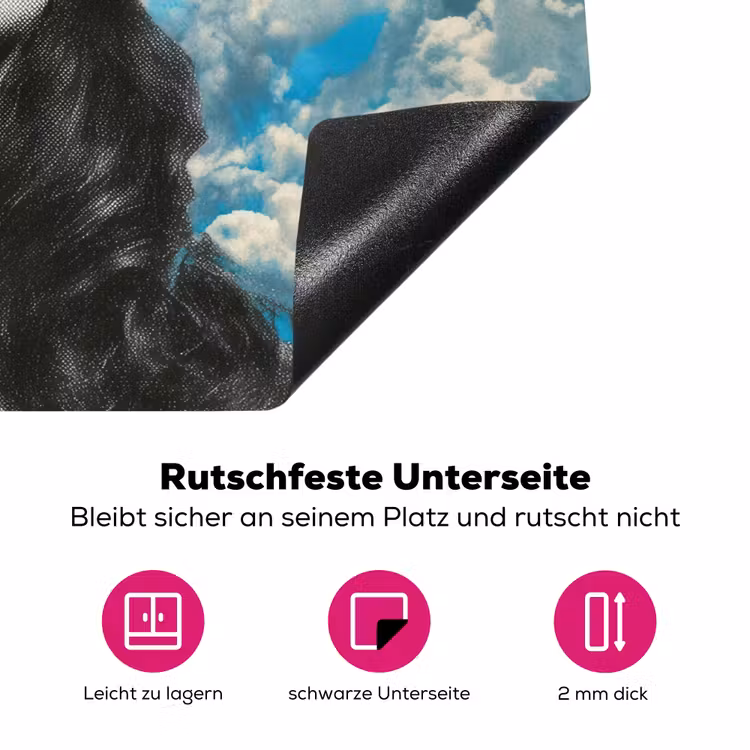 Vrouw - Bril - Regenboog - Wolken Inductie beschermer vinyl 3mm klein -zzzzzzz-lf-onderkant