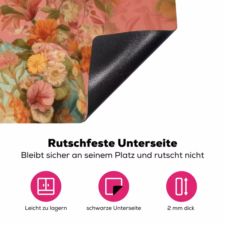 Vrouw - Bril - Roze - Bloemen Inductie beschermer vinyl 3mm klein -zzzzzzz-lf-onderkant