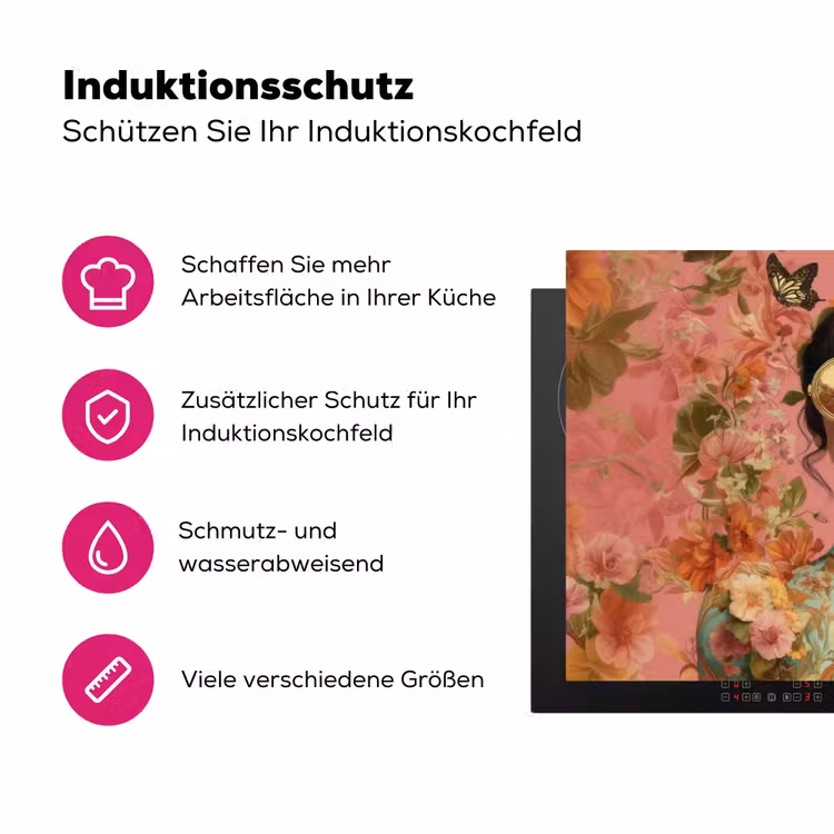 Vrouw - Bril - Roze - Bloemen Inductie beschermer vinyl 3mm klein -zzzzzzz-lf-ups